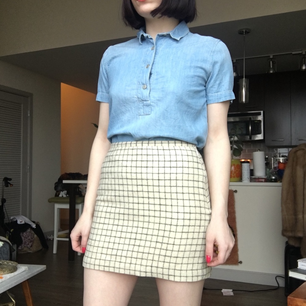 Madewell cream city grid skirt